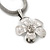 Rhodium Plated 'Flower' Pendant Mesh Magnetic Necklace - 38cm Length - view 6