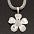 Rhodium Plated 'Flower' Pendant Mesh Magnetic Necklace - 38cm Length - view 3