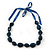 Long Chunky Dark Blue Resin Nugget Necklace With Silk Ribbon - Adjustable - view 6