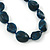 Long Chunky Dark Blue Resin Nugget Necklace With Silk Ribbon - Adjustable - view 2