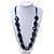 Long Chunky Dark Blue Resin Nugget Necklace With Silk Ribbon - Adjustable - view 4