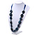 Long Chunky Dark Blue Resin Nugget Necklace With Silk Ribbon - Adjustable - view 5