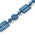 Blue Square Acrylic Bead With White Strips Long Necklace - 80cm Length - view 4