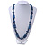 Blue Square Acrylic Bead With White Strips Long Necklace - 80cm Length - view 6