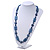 Blue Square Acrylic Bead With White Strips Long Necklace - 80cm Length - view 5