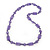 Purple Square Acrylic Bead With White Strips Long Necklace - 80cm Length