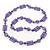 Purple Square Acrylic Bead With White Strips Long Necklace - 80cm Length - view 2