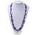 Purple Square Acrylic Bead With White Strips Long Necklace - 80cm Length - view 5