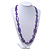 Purple Square Acrylic Bead With White Strips Long Necklace - 80cm Length - view 7