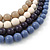 4 Strand Blue/Purple/Cream/Beige Graduated Acrylic Bead Necklace - 40cm Length/ 7cm Extension - view 3