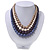 4 Strand Blue/Purple/Cream/Beige Graduated Acrylic Bead Necklace - 40cm Length/ 7cm Extension - view 6