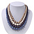 4 Strand Blue/Purple/Cream/Beige Graduated Acrylic Bead Necklace - 40cm Length/ 7cm Extension