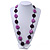 Long Resin Purple/Violet 'Button' Necklace On Cotton Cord - 84cm Length - view 4