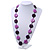 Long Resin Purple/Violet 'Button' Necklace On Cotton Cord - 84cm Length - view 5