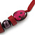 Chunky Burgundy Wood, Glass & Fabric Bead Necklace On Silk Ribbon - Adjustable - view 4