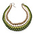 4 Strand Green/Lime/White/Beige Graduated Acrylic Bead Necklace - 40cm Length/ 7cm Extension
