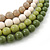 4 Strand Green/Lime/White/Beige Graduated Acrylic Bead Necklace - 40cm Length/ 7cm Extension - view 2