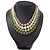 4 Strand Green/Lime/White/Beige Graduated Acrylic Bead Necklace - 40cm Length/ 7cm Extension - view 6