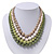 4 Strand Green/Lime/White/Beige Graduated Acrylic Bead Necklace - 40cm Length/ 7cm Extension - view 5