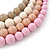 4 Strand Pink/Magnolia/White/Beige Graduated Acrylic Bead Necklace - 40cm Length/ 7cm Extension - view 3