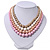 4 Strand Pink/Magnolia/White/Beige Graduated Acrylic Bead Necklace - 40cm Length/ 7cm Extension - view 2