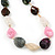 Long Chunky Pink/Grey/Purple/Brown Resin Nugget Necklace With Yellow Ribbon - Adjustable - view 3