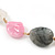 Long Chunky Pink/Grey/Purple/Brown Resin Nugget Necklace With Yellow Ribbon - Adjustable - view 8