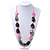 Long Chunky Pink/Grey/Purple/Brown Resin Nugget Necklace With Yellow Ribbon - Adjustable - view 6