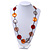 Long Brown/Orange/Beige Resin Button Cord Necklace - 96cm Length - view 3