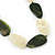 Long Dark Olive/Pale Green Acrylic Necklace - 88cm Length - view 3