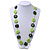 Long Resin Lime/Dark Green 'Button' Necklace On Cotton Cord - 84cm Length - view 4