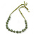 Long Round Pale Green Resin 'Cracked Effect' Bead Necklace With Silk Ribbon - Adjustable - view 6