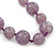 Long Round Purple Resin 'Cracked Effect' Bead Necklace With Silk Ribbon - Adjustqable - view 2