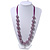 Long Round Purple Resin 'Cracked Effect' Bead Necklace With Silk Ribbon - Adjustqable - view 4