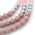 Long Multi Layered Pink/Metallic Silver/Magnolia Acrylic Bead Necklace With Pink Silk Ribbon - Adjustable - view 4