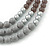 Long Multi Layered Grey/Metallic/Ash Grey/Black Acrylic Bead Necklace With Light Silver Ribbon - Adjustable - view 3