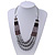 Long Multi Layered Grey/Metallic/Ash Grey/Black Acrylic Bead Necklace With Light Silver Ribbon - Adjustable - view 2