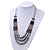Long Multi Layered Grey/Metallic/Ash Grey/Black Acrylic Bead Necklace With Light Silver Ribbon - Adjustable - view 6