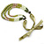 Long Multi Layered Lime/Gold/Green/Transparent Acrylic Bead Necklace With Light Green Silk Ribbon - Adjustable - view 9
