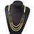 Long Multi Layered Lime/Gold/Green/Transparent Acrylic Bead Necklace With Light Green Silk Ribbon - Adjustable - view 2