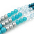 Long Multi Layered Metallic/ Teal/ Turquoise Coloured Acrylic Bead Necklace With Azure Silk Ribbon - Adjustable - view 4