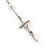 Long White Simulated Glass Pearl Cross Rosary Necklace - 80cm Length - view 5