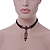 Victorian Black Suede Style Diamante Choker Necklace In Bronze Tone Metal - 34cm Length with 7cm extension - view 5