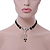 Victorian Black Suede Style Diamante Choker Necklace In Silver Tone Metal - 34cm Length with 7cm extension - view 4