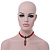 Victorian Red Suede Style Diamante Choker Necklace In Bronze Tone Metal - 34cm Length with 7cm extension - view 12