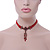 Victorian Red Suede Style Diamante Choker Necklace In Bronze Tone Metal - 34cm Length with 7cm extension - view 4