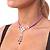Victorian Purple Suede Style Diamante Choker Necklace In Silver Tone Metal - 34cm Length with 7cm extension - view 4