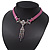 Victorian Purple Suede Style Diamante Choker Necklace In Silver Tone Metal - 34cm Length with 7cm extension - view 11