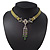 Victorian Olive Green Suede Style Diamante Choker Necklace In Silver Tone Metal - 34cm Length with 7cm extension - view 5