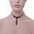 Victorian Olive Green Suede Style Diamante Choker Necklace In Bronze Tone Metal - 34cm Length with 7cm extension - view 4